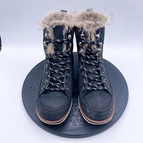 MUK LUKS Women's Sigrid Boot-Black/White/ Faux Fur Shoes Size 7 - Picture 8 of 8